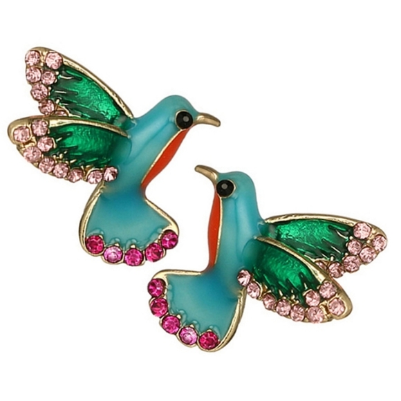 Jewelry - Colorful Hummingbird Rhinestone Earrings